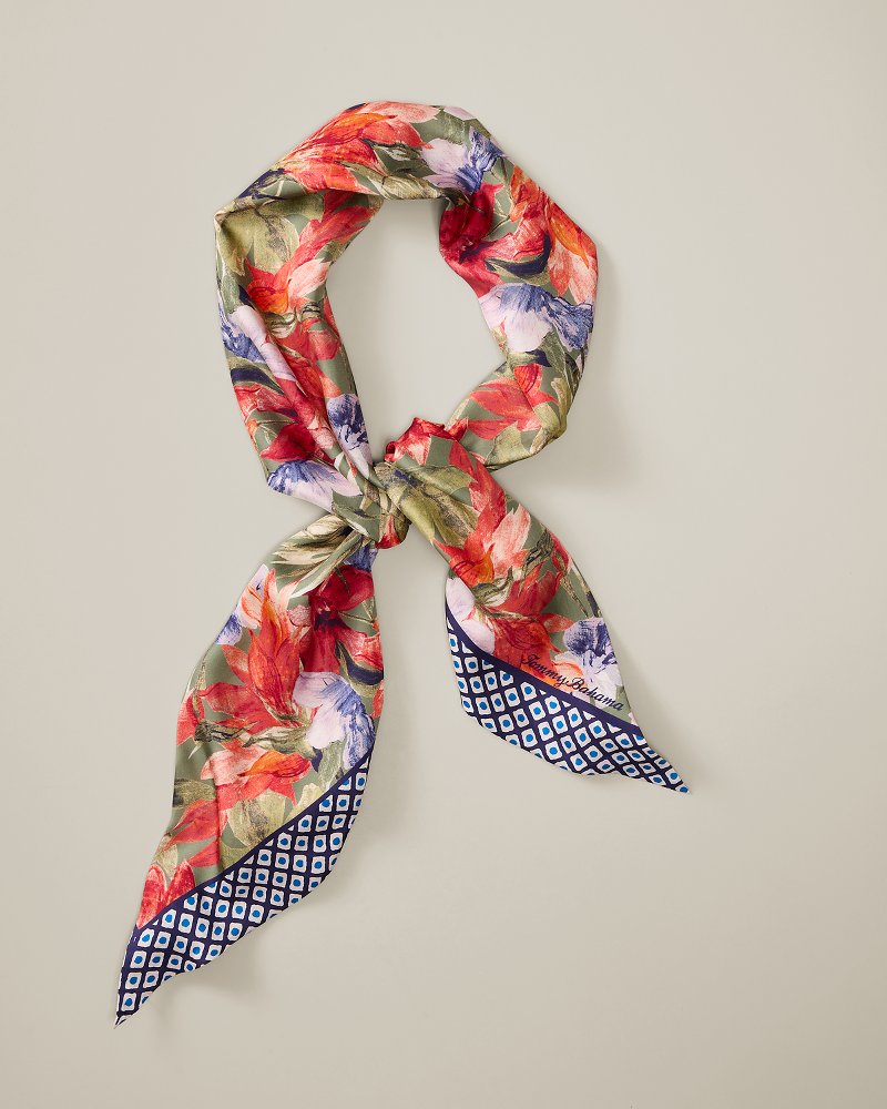 Island Bloom Silk Twill Scarf