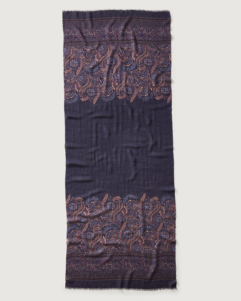 Folk Floral Wool-Blend Wrap Scarf