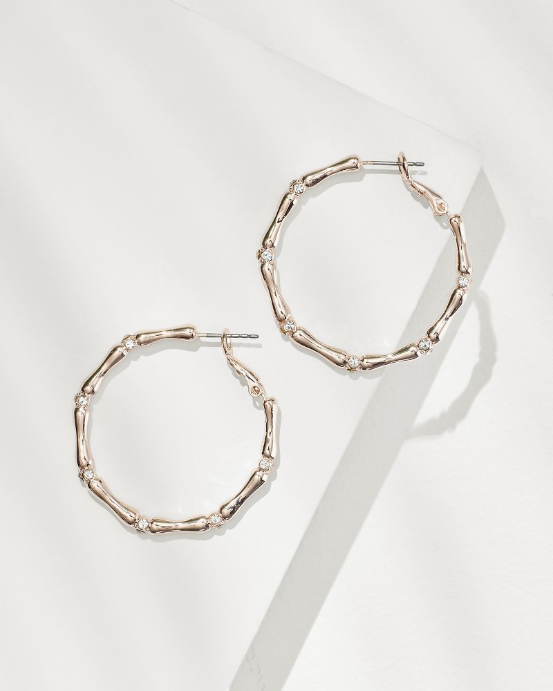 Island Essence Rose Gold Bamboo Hoop Earrings