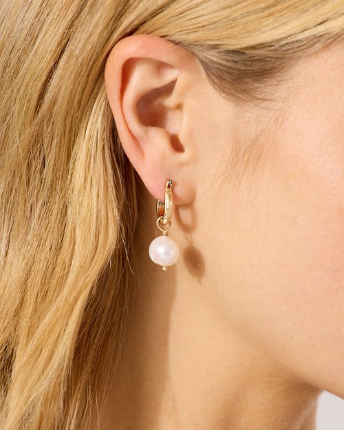 Sandy Shores Hoop Pearl Drop Earrings