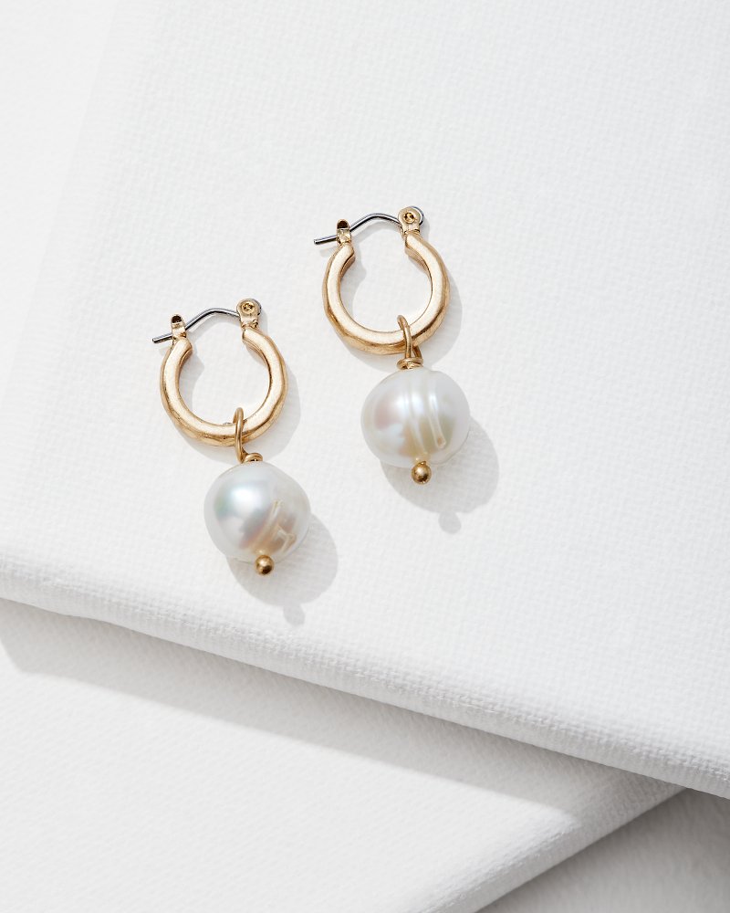 Indigo Bay Hoop Pearl Drop Earrings