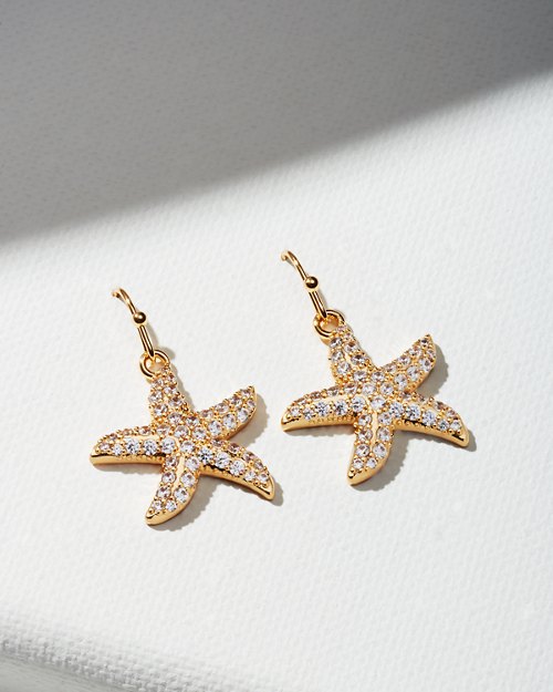 Gold Crystal Starfish Earrings