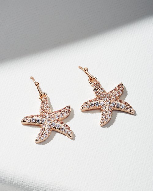 Rose Gold Crystal Starfish Earrings