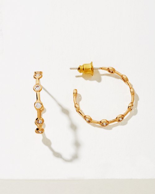 Gold Medium Crystal Hoop Earrings