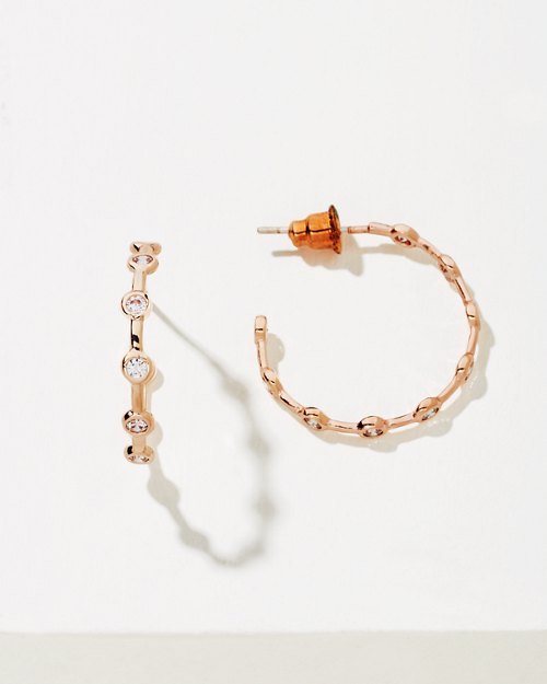 Crystal Collection Rose Gold Hoop Earrings