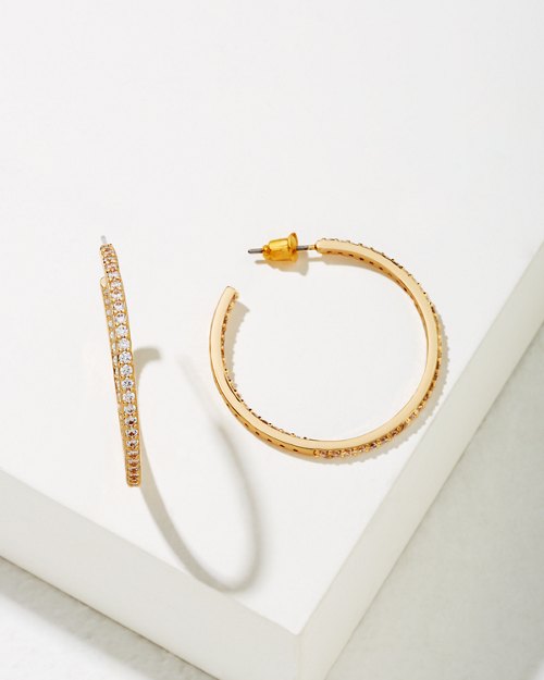 Gold Large Crystal Hoop Earrings
