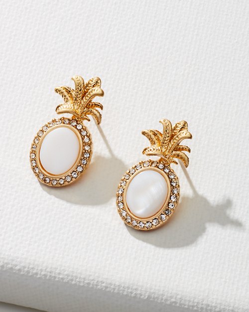 Pineapple Paradise Mother of Pearl Stud Earrings