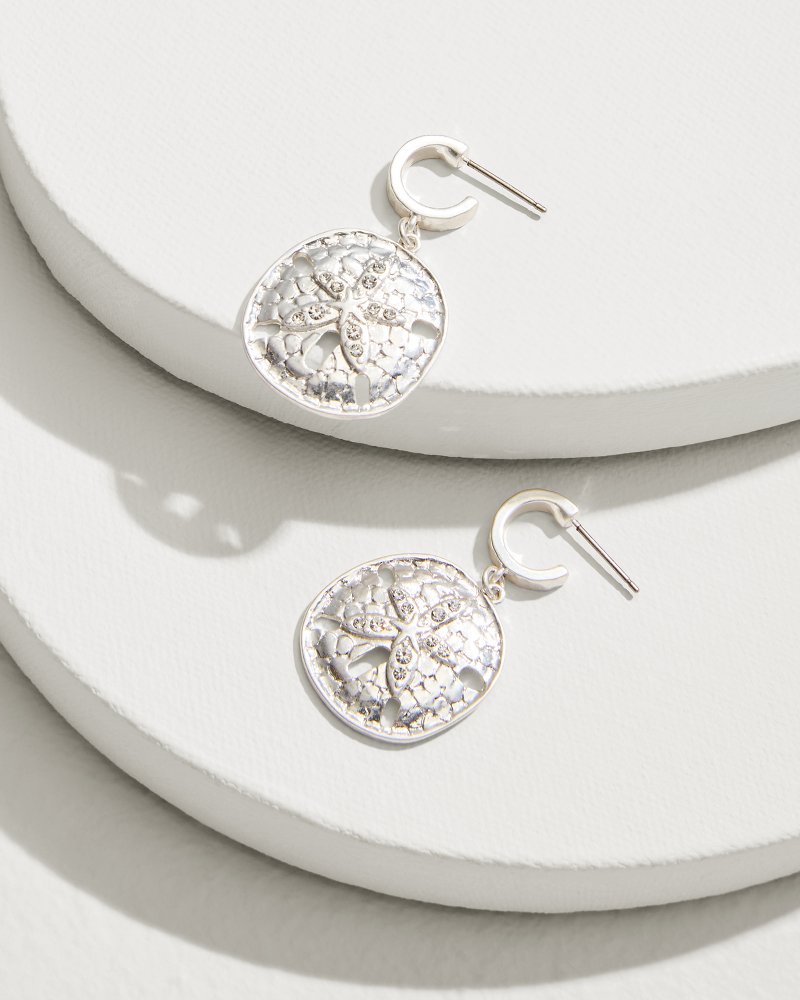 Marco Island Sand Dollar Drop Hoop Earrings