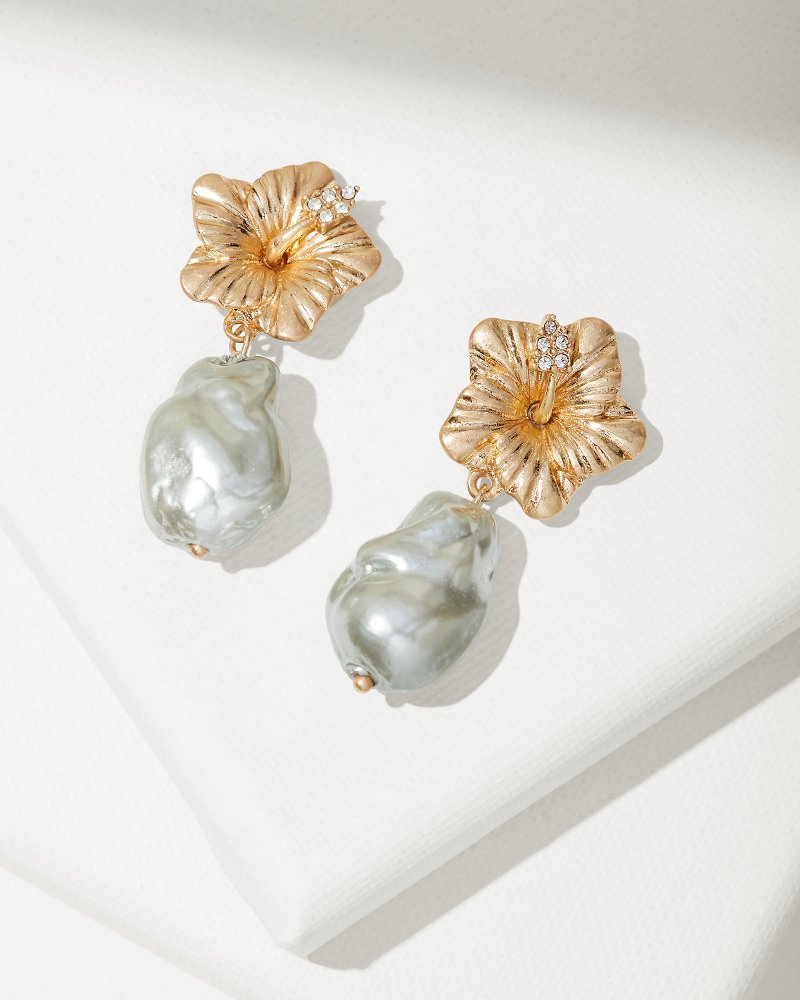 Hibiscus Collection Mother-of-Pearl Drop Earrings