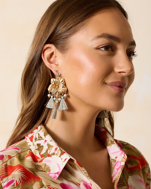 Hibiscus Collection Statement Tassel Earrings
