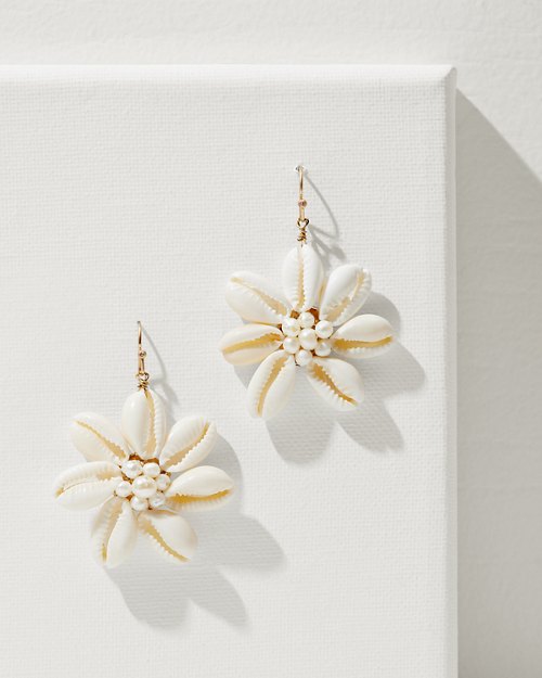 Virgin Gorda Cowry Flower Drop Earrings