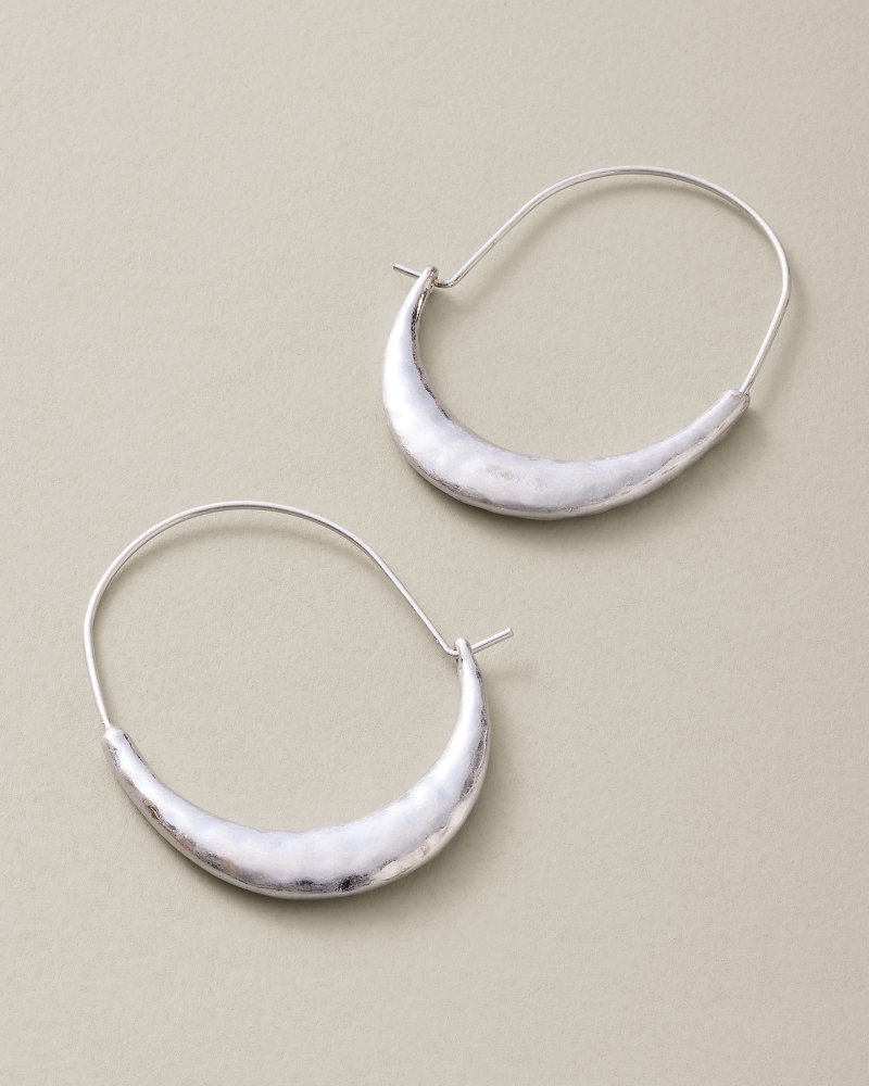 Silver Coast Half Moon Hoop Earrings