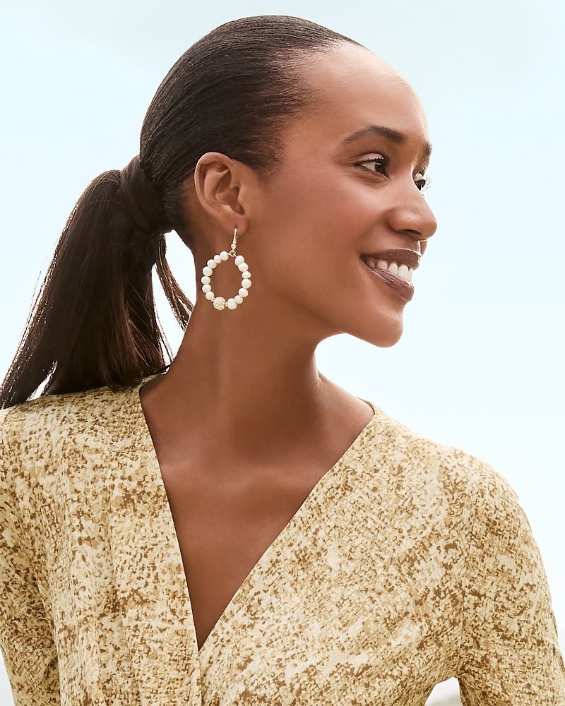 Madeira Pearl Statement Drop Hoop Earrings