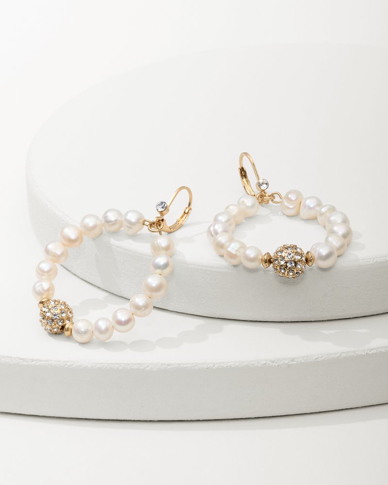 Madeira Pearl Statement Drop Hoop Earrings