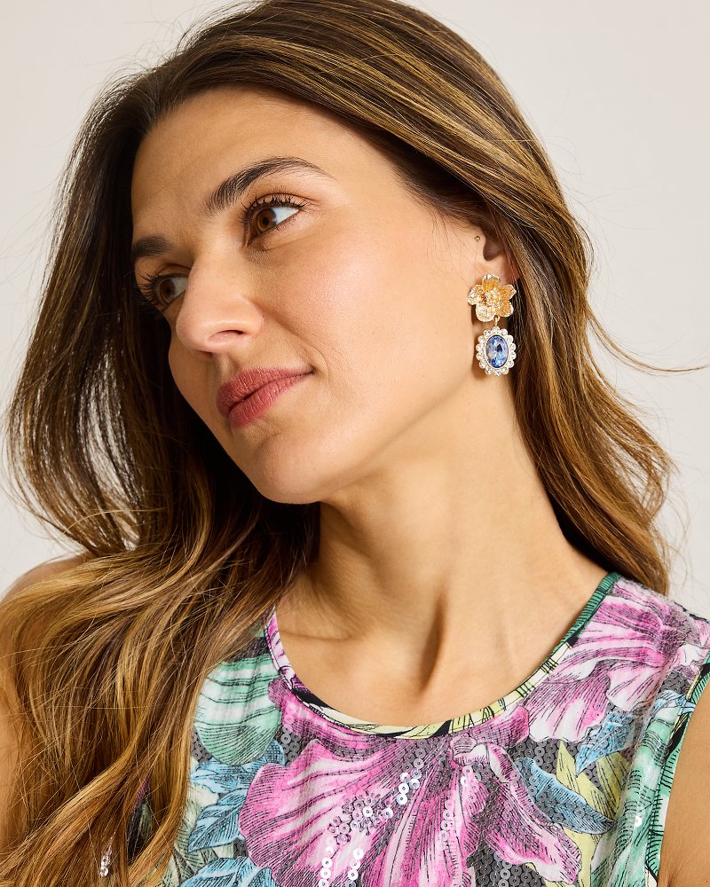 Tidal Treasure Floral Statement Drop Earrings