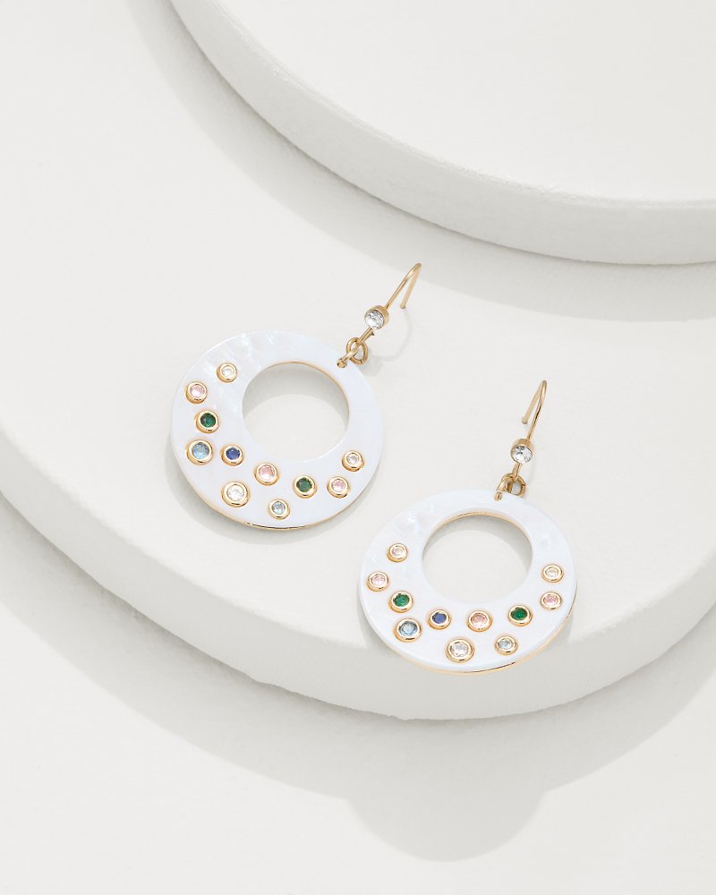 Tidal Treasure Mother of Pearl Disc Statement Earrings