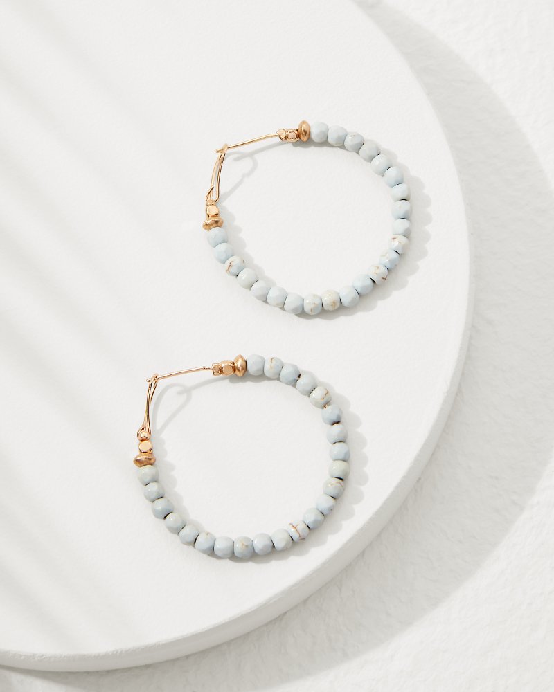 Coral Isles Turquoise Bead Hoop Earrings