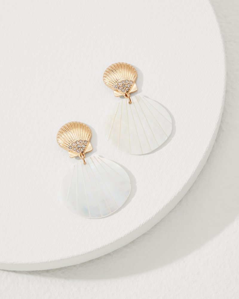 Coral Isles Mother of Pearl & Shell Statement Drop Earrings