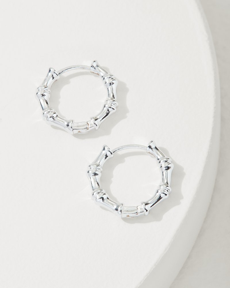 Oasis Essence Silver Bamboo Hoop Earrings