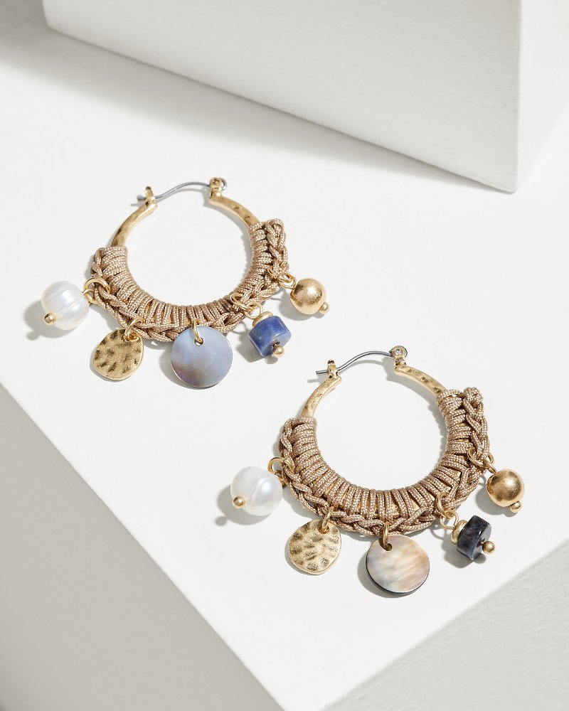 Indigo Shore Mixed Materials Charm Hoop Earrings