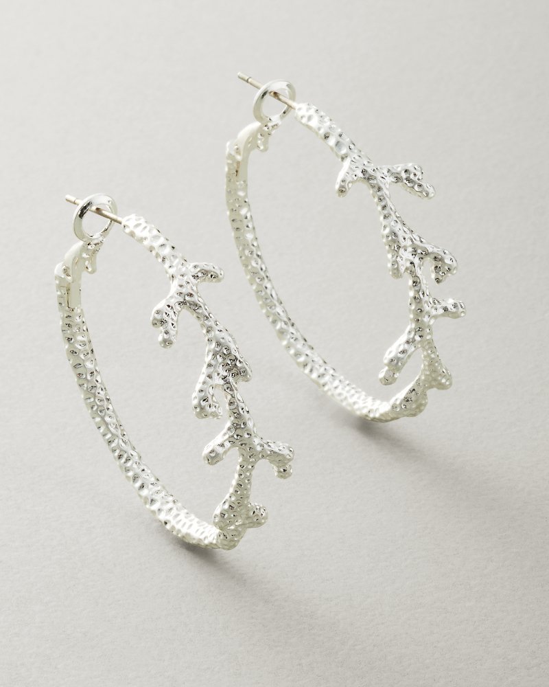 Lagoon Coral Branch Hoop Earrings