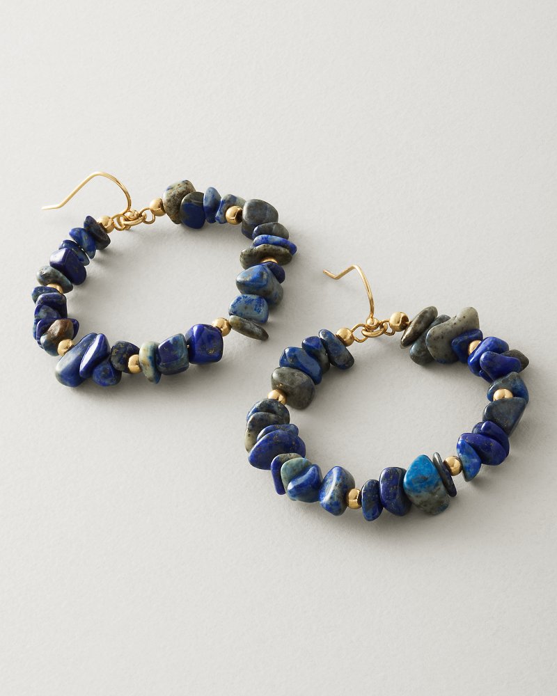 Sapphire Seas Beaded Drop Hoop Earrings