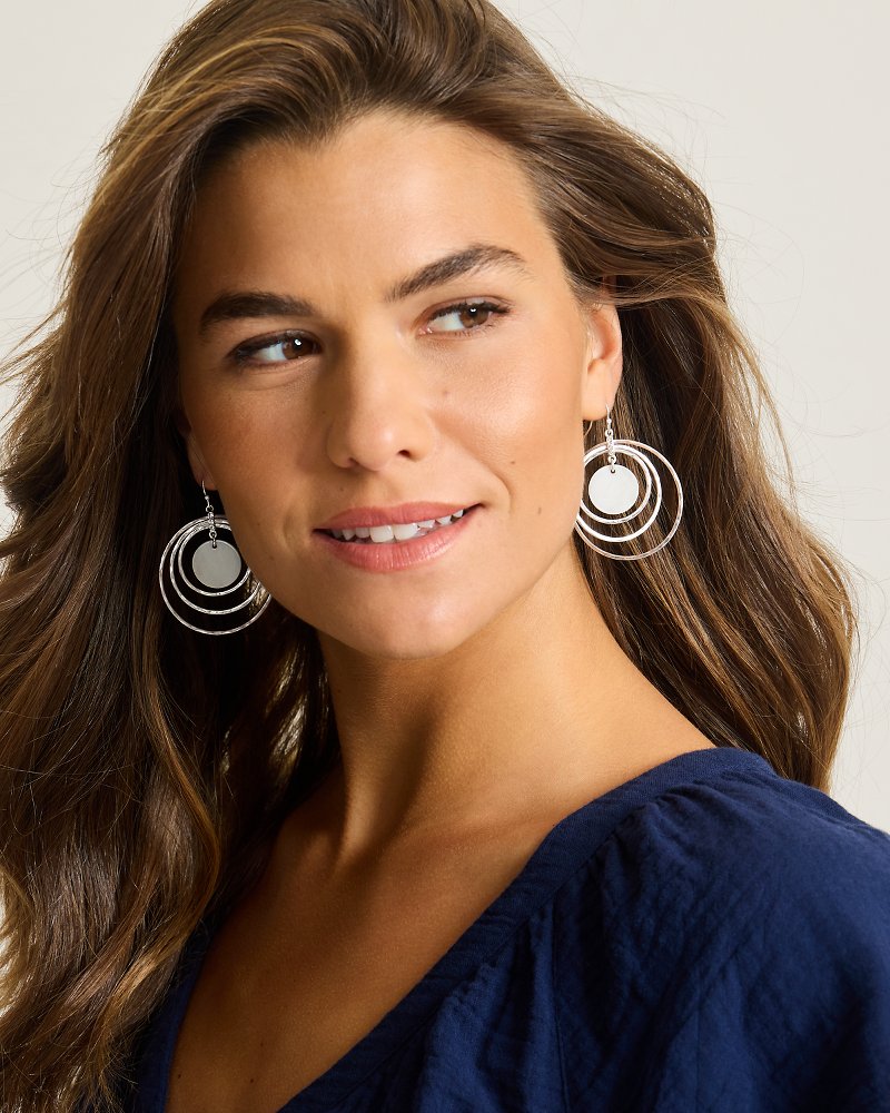 Thumbnail for Silver Coast Shell Multi-Ring Drop Earrings