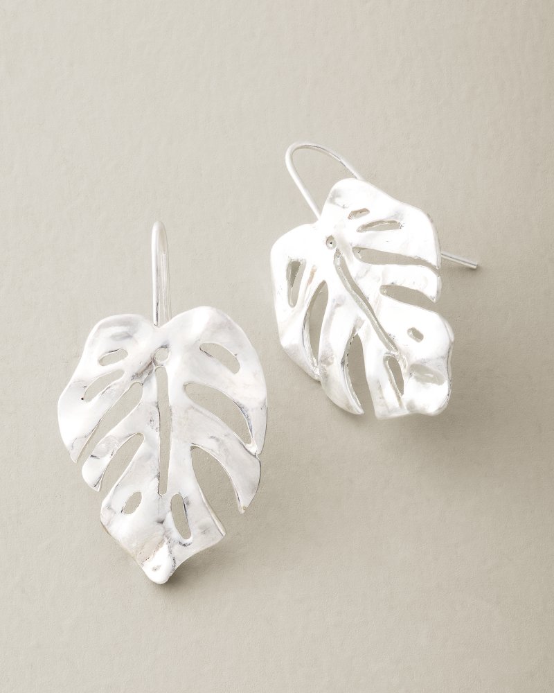 Silver Coast Monstera Statement Earrings