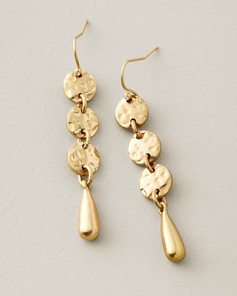 Pacifica Palm Hammered Disc Linear Earrings