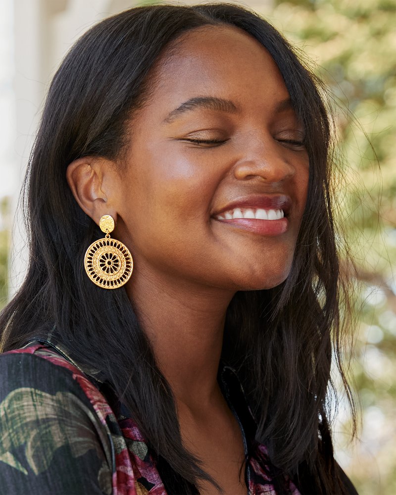 Pacifica Palm Openwork Drop Earrings