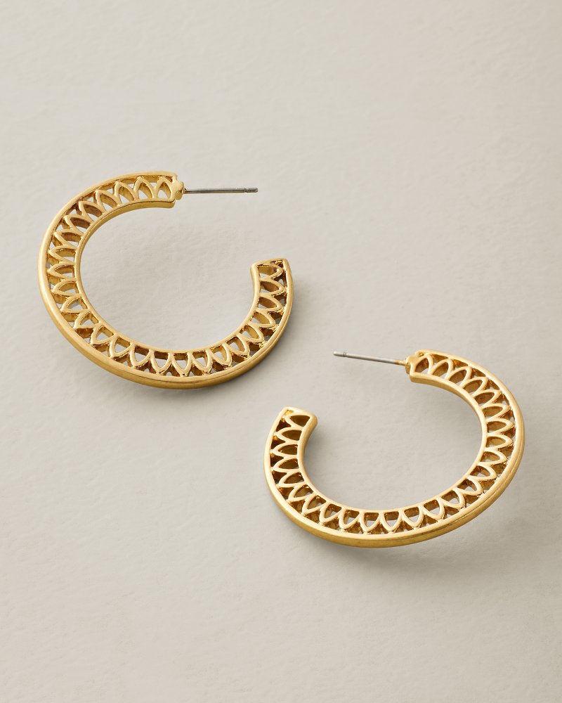 Pacifica Palm Openwork Hoop Earrings