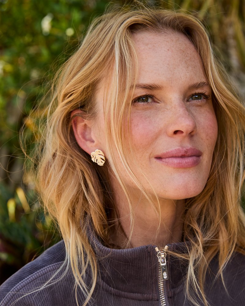 Celestial Sea Monstera Stud Earrings