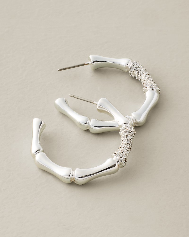 Shimmering Shores Pave Bamboo Hoop Earrings