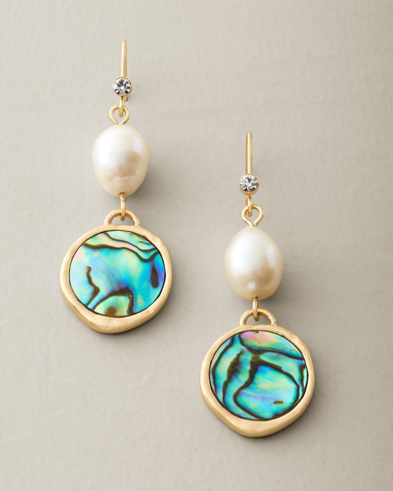 Marina Coast Pearl and Abalone Drop Earrings