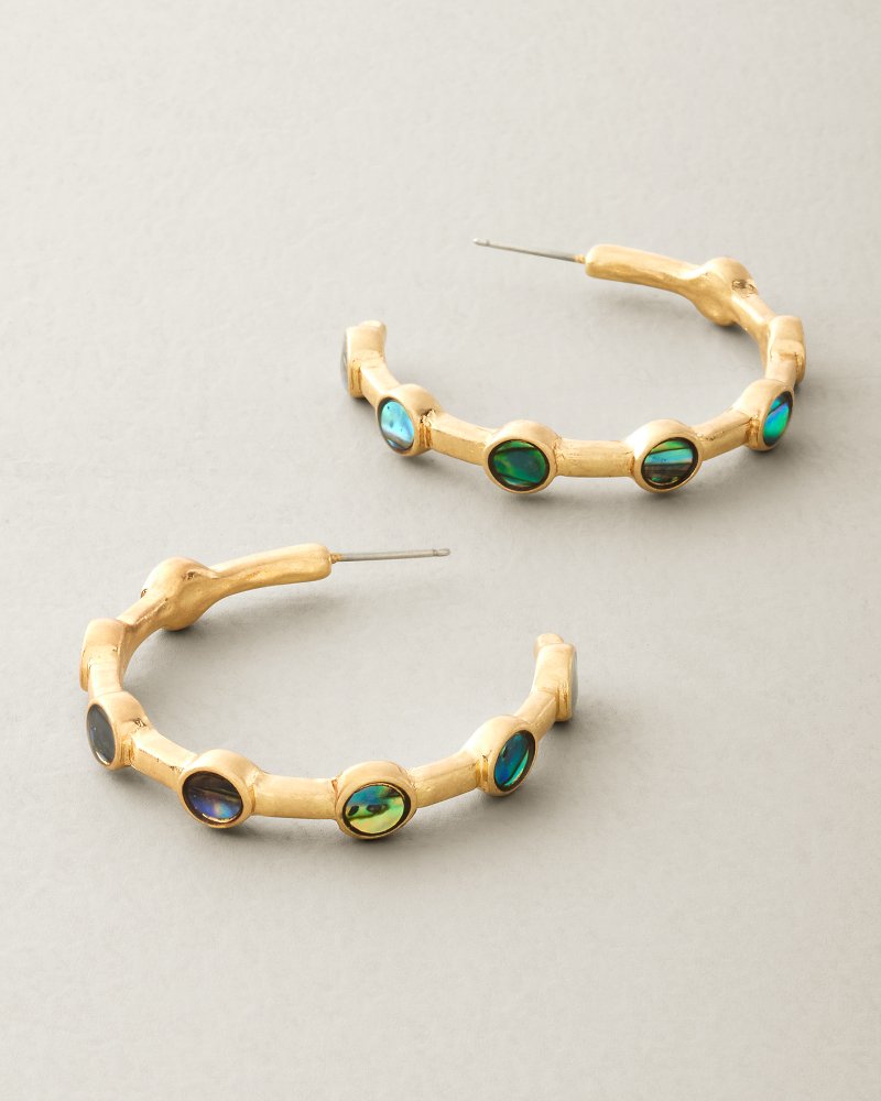 Marina Coast Abalone Inlay Hoop Earrings