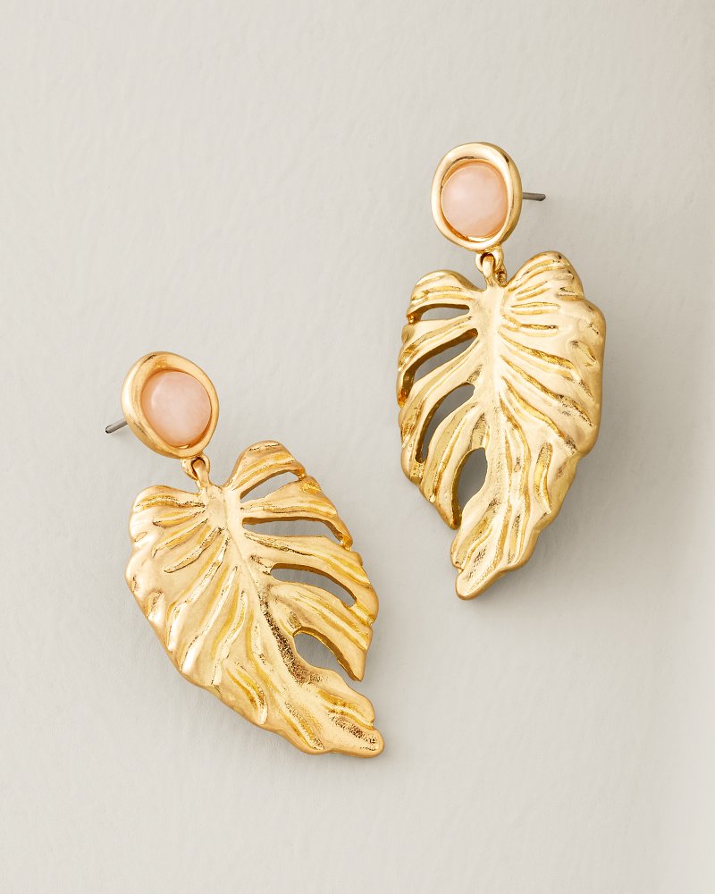 Hibiscus Bliss Monstera Statement Drop Earrings