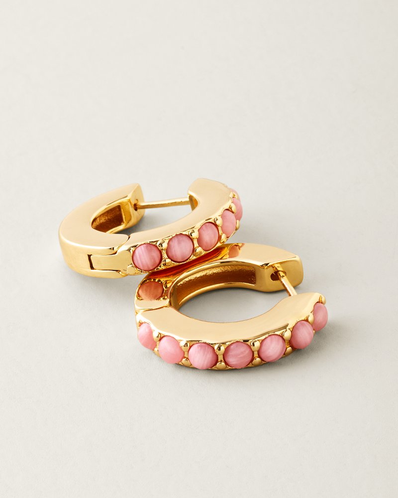 Hibiscus Bliss Rose Stone Hoop Earrings