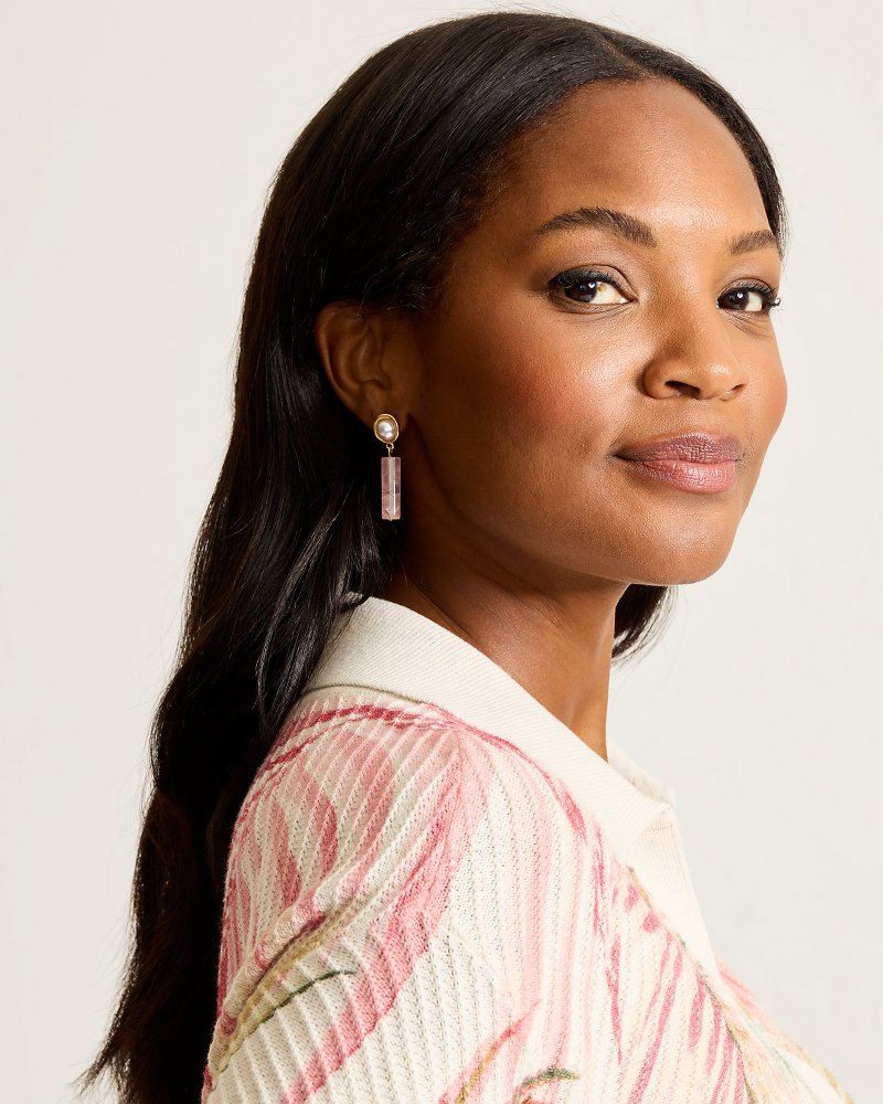 Hibiscus Bliss Pearl & Semi-Precious Drop Earrings