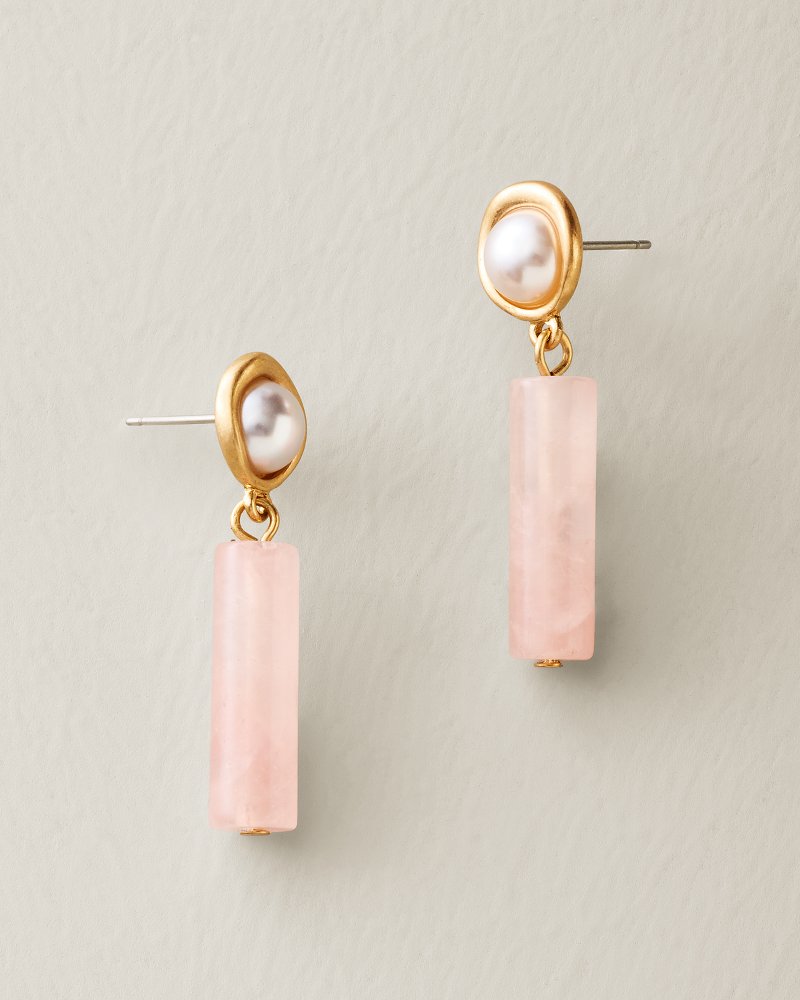 Hibiscus Bliss Pearl & Semi-Precious Drop Earrings