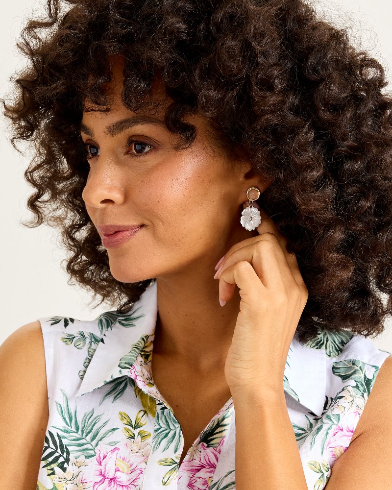 Celestial Sea Mother of Pearl Flower Drop Earrings