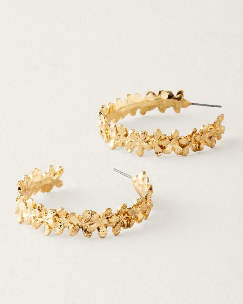 Hibiscus Charm Pressed Flower Hoop Earrings