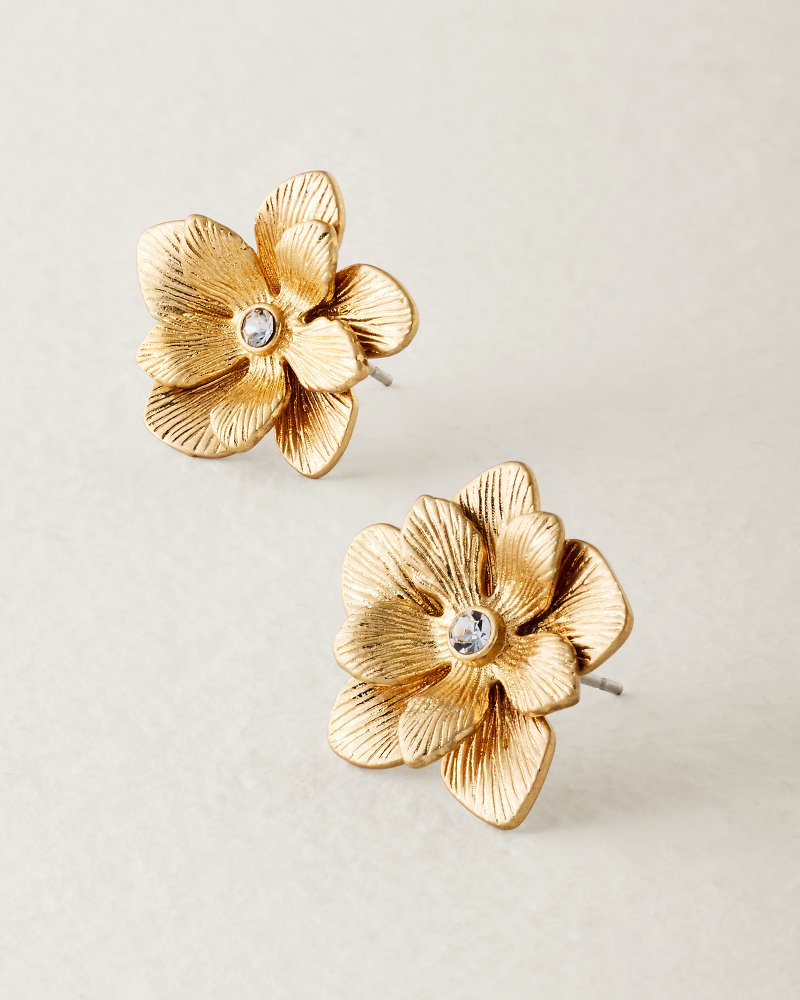 Hibiscus Charm Layered Flower Stud Earrings
