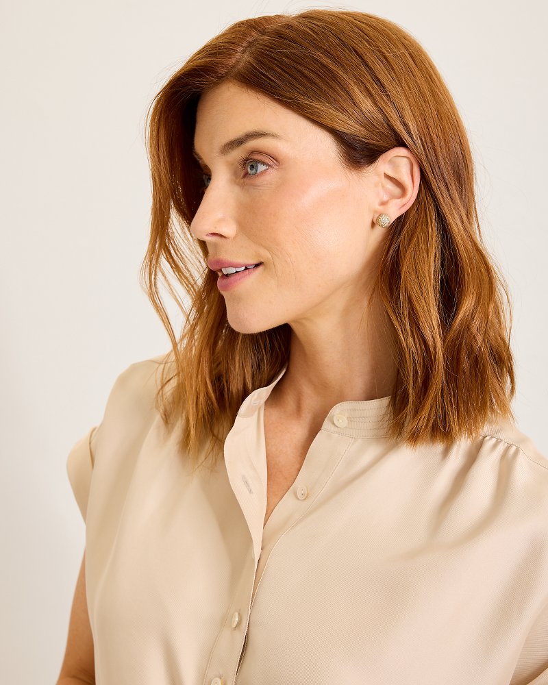 Flora Palms Dome Stud Earrings