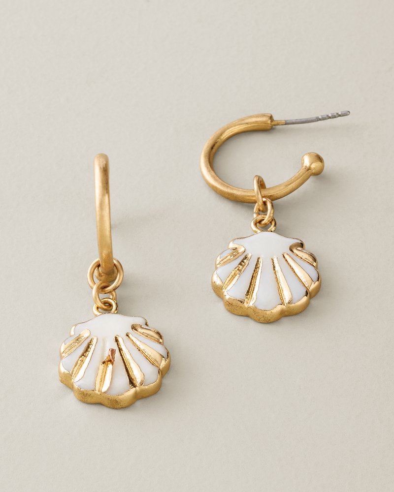 Celestial Sea Mother of Pearl & Shell Charm Hoop Earrings