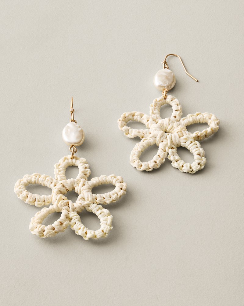 Vida Bahama Flower Raffia Drop Earrings