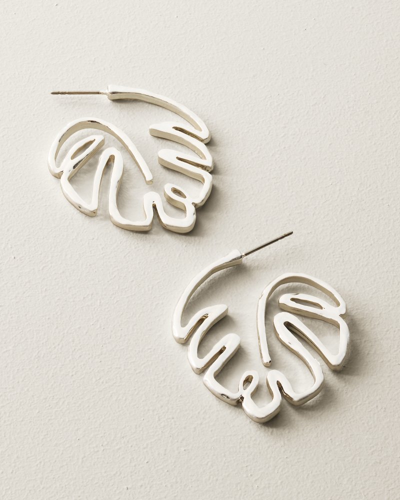 Harbor Glow Monstera Hoop Earrings