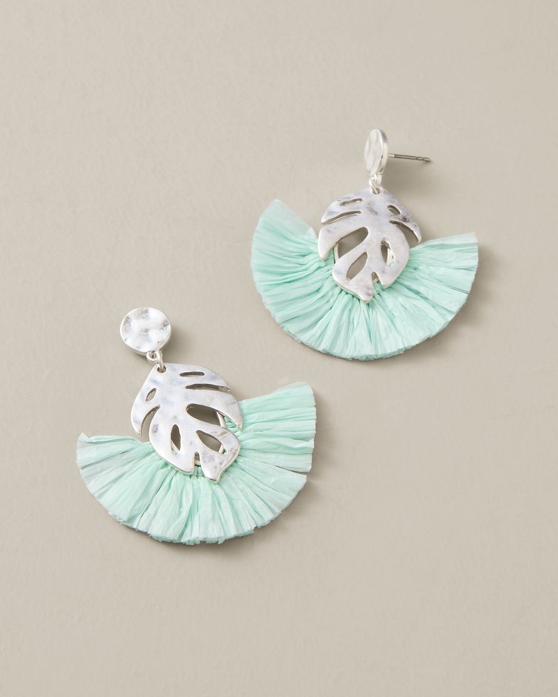 Sunset Tides Raffia Monstera Statement Earrings