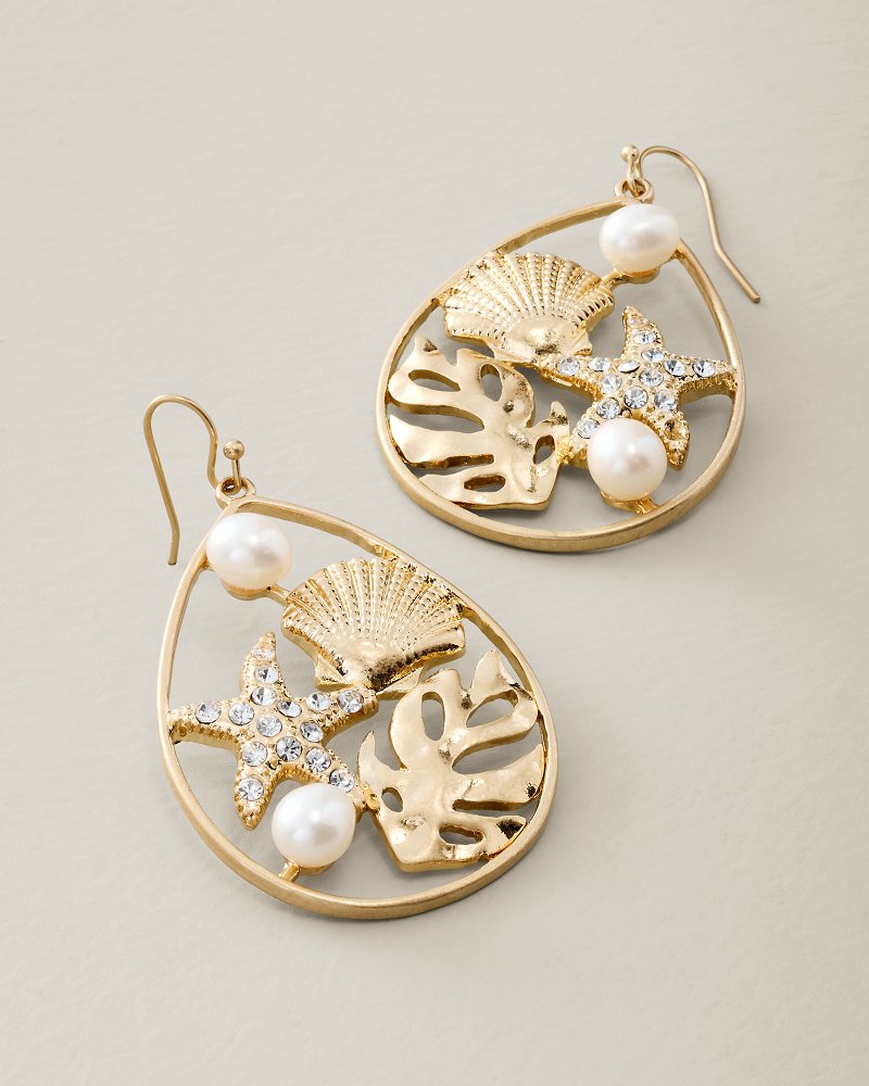 Coastal Fronds Teardrop Charm Earrings