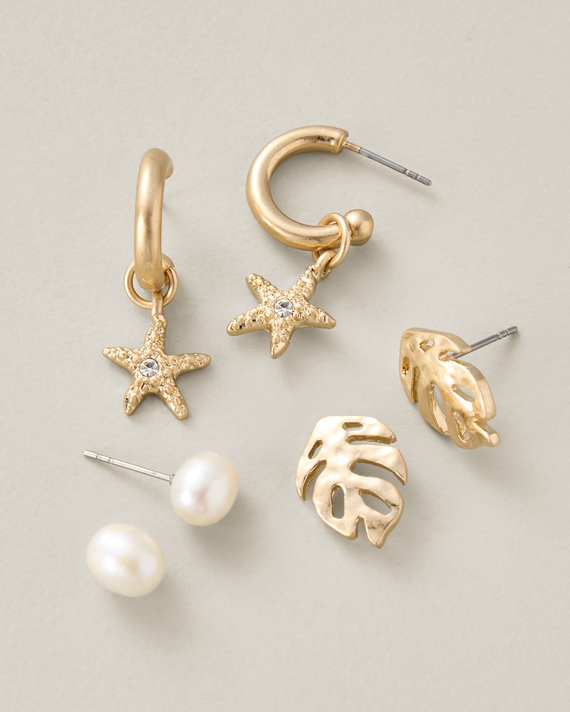 Coastal Fronds Whimsy Icon Earrings - Pack of 3