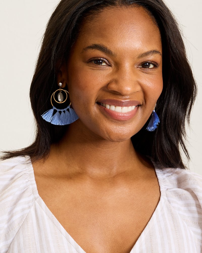 Sunset Tides Tassel Pearl Statement Earrings